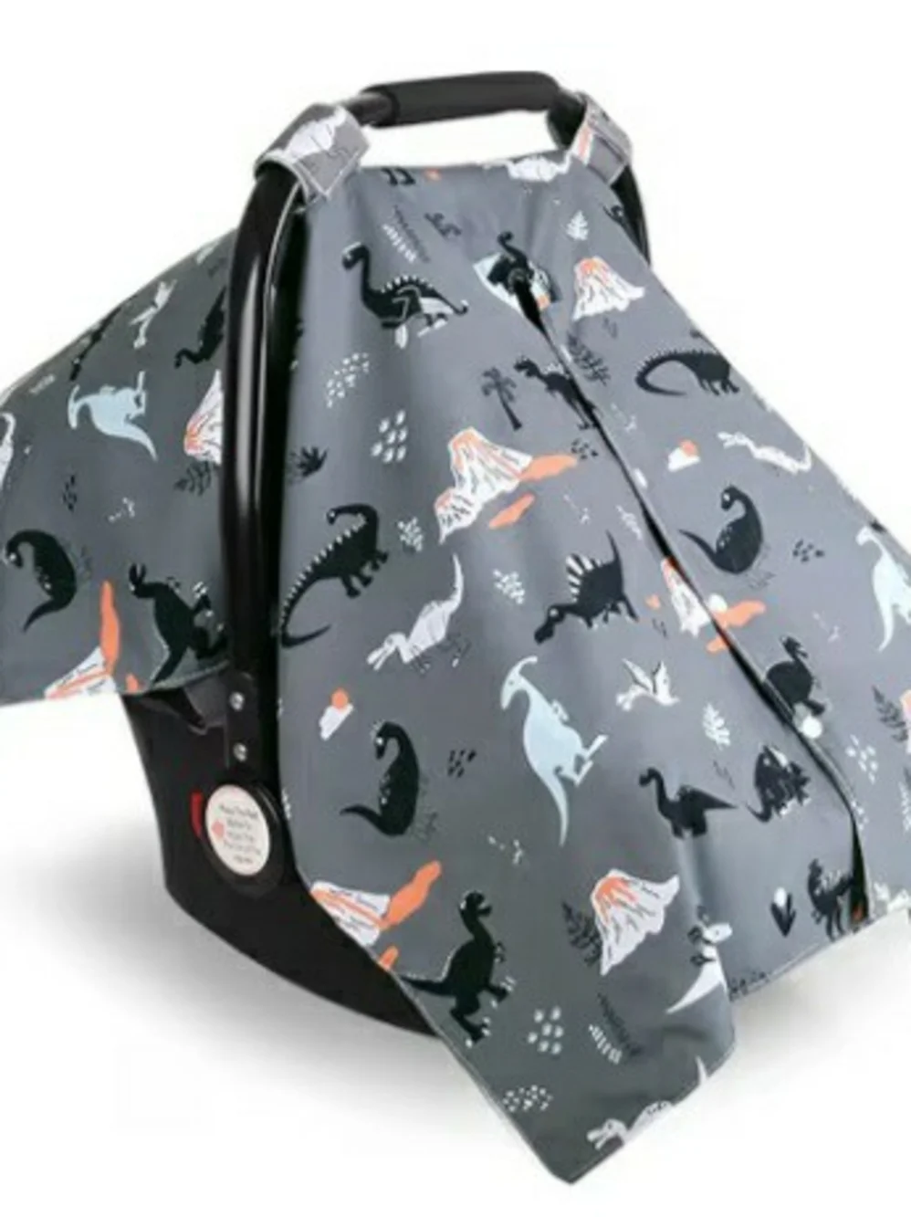 Grey Dinosaur baby car seat cover breathable Canopy cover. New
